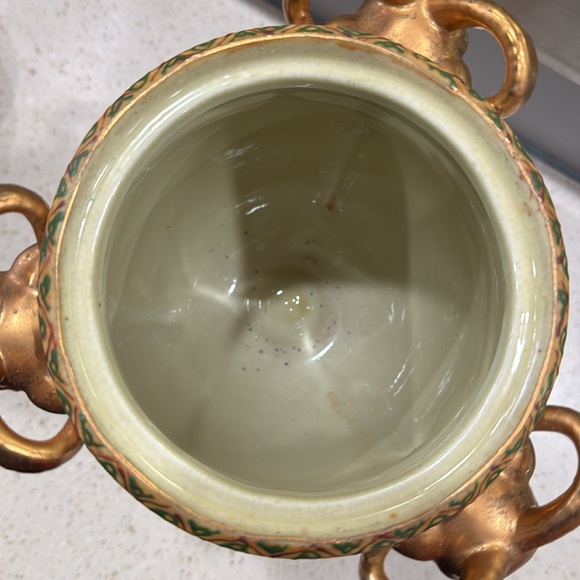 VINTAGE ROYAL SATSUMA VASE, TRIPLE HANDLE, HAND PAINTED, JAPANESE - Picture 7 of 11